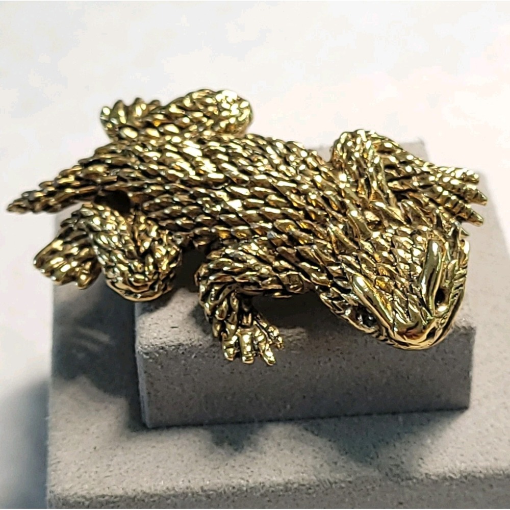Robert Shields Vtg 925 Sterling Silver Vermeil Horned Toad Brooch Signed Pin